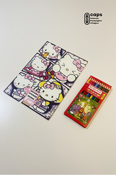 caps office Hello Kitty Boyama Defteri – Çıkartmalı, Maskeli ve 12’li Kuru Bo...