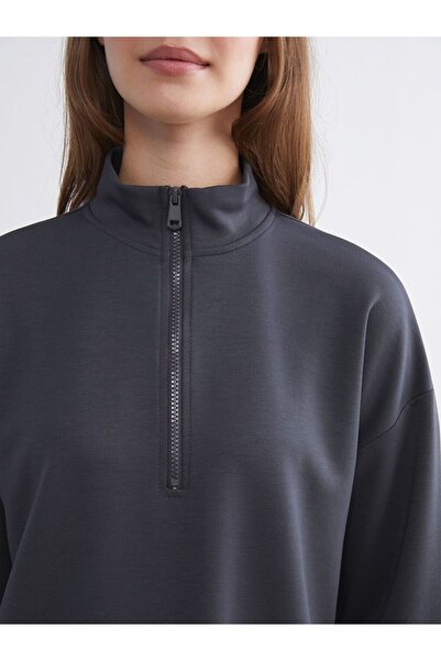 LC Waikiki LCW Modest Dik Yaka Oversize Kadın Sweatshirt Tunik