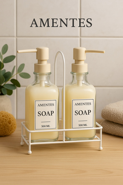 Amentes Love Black Iron Liquid Soap Dispenser Set