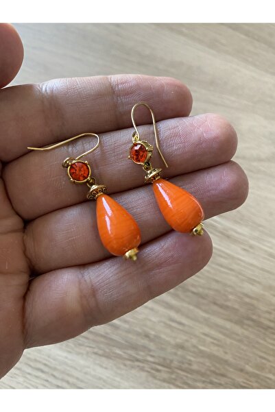 dela otantik Taşlı Zarif Damla Küpe – El Yapımı Sallantılı Küpe - Otantik Bohem Canlı Renkli Bijuteri Takı