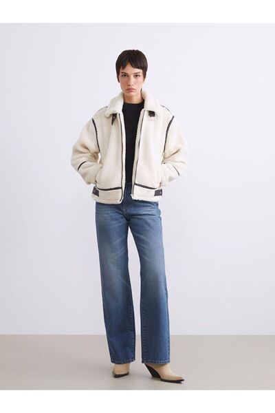 LC Waikiki Lcw Vision Women's Jacket Collar Plain Plush Coat