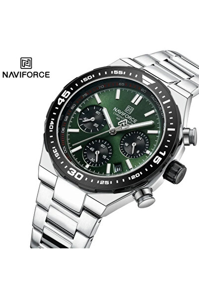 Naviforce Ceas de mână bărbătesc elegant, casual, cronograf, cuarț, afișaj dată, gri