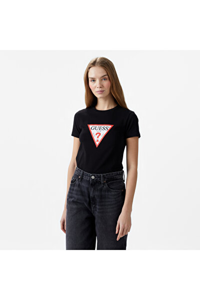 Guess Cnim Iconic Mid Organicetch 180 Kadın Siyah T-Shirt