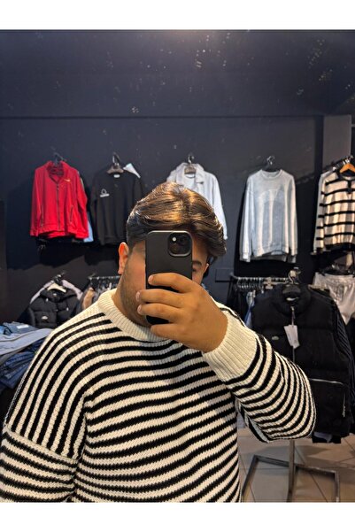 Q45collection Plus Size Thin Striped Men's Sweater