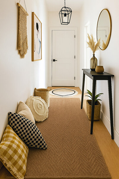 Halımax Rope Jüt Tabanlı Hasır Dokuma Örme Bohem Halı Kilim Modern Yıkanabilir Jüt Halı