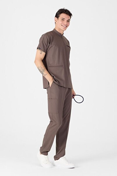 Owlet Medikal ελαστικό ύφασμα Σκραμπς με φερμουάρ σε καφέ σοκολάτα