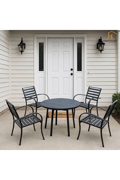 Al Saada Home Featured Product Outdoor Dining Table Set-4+1 - Gray