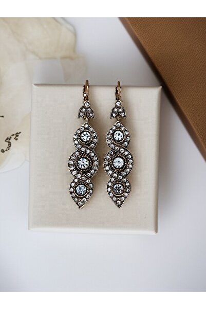 FAYRA ACCESSORIES Crystal Stone Diamond Mount Spiral Earrings