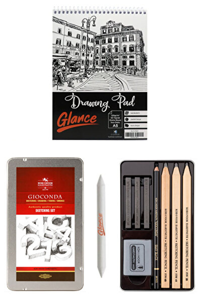 GLANCE Sketchbook A5 120 Gr 50 Yp Koh-I Noor Gioconda Professional Artist Drawing Set 8 Pieces