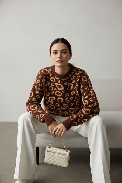 ENDAMIM Leopard pattern soft sweater