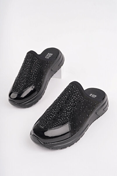 Madam Tarz Παντόφλες από λουστρίνι LJN-156 με πέτρες