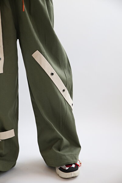 Hippie Hop Yeşil Pantolon KIZ , ERKEK Çocuk Pantolonu Beli Lastikli Bol Paça Hip Hop Kargo Pantolon