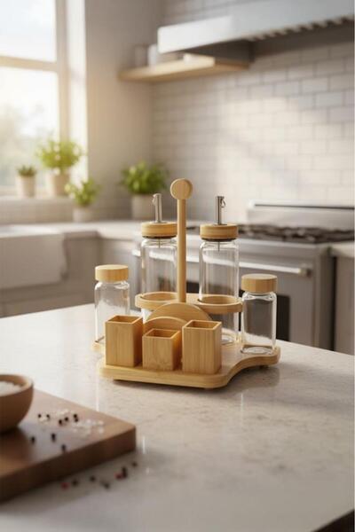 Bambum Mima - Peçetelik Ve Baharatlıklı 2'li Yağdanlık Büyük