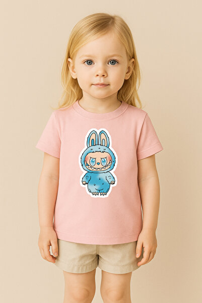 SVART WEAR تي شيرت مطبوع بنمط لابوبو للأطفال والكبار بتصميم مزدوج