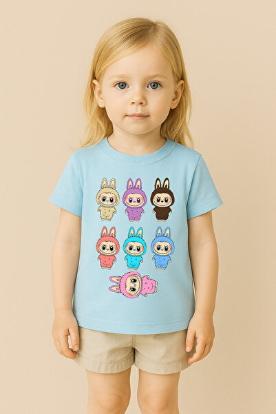 SVART WEAR تي شيرت مطبوع بنمط لابوبو للأطفال والكبار بتصميم مزدوج