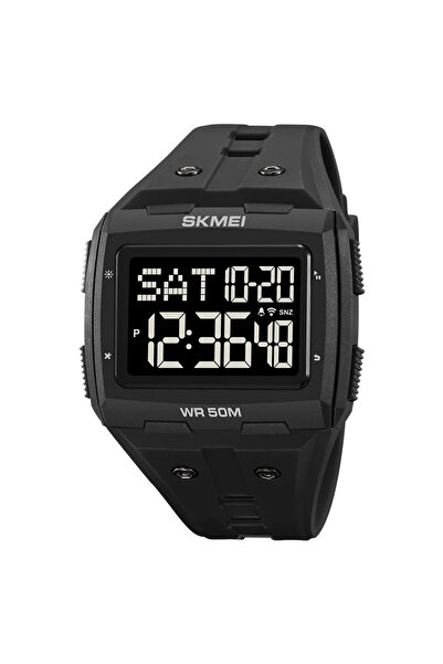 Skmei Men's Watch Dual Time Square Display Stopwatch Alarm Black