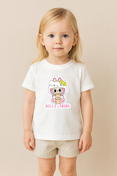 SVART WEAR تي شيرت مطبوع بنمط لابوبو للأطفال والكبار بتصميم مزدوج