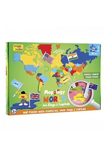 Imagimake EVA Foam Educational Puzzle - World Map with Flags and Capitals