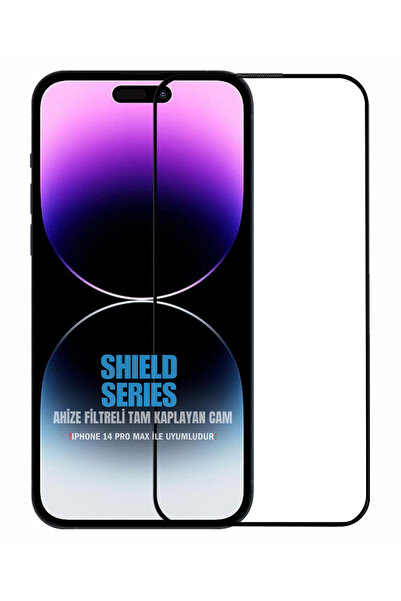 Evax (Shield Tam) iPhone 14 Pro Max ile Uyumlu 6D Tam 9H Temperli ESD Anti-St...
