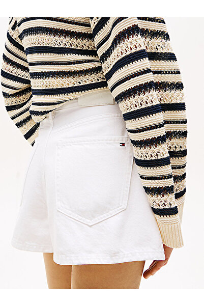 Tommy Hilfiger Women's Denim White Mini Flare Shorts