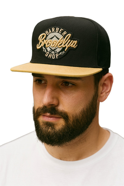 CosmoOutlet Ανδρικό καπέλο Brooklyn Barber Shop με ρυθμιζόμενο μοντέλο χιπ χοπ, κίτρινο μαύρο καπέλο