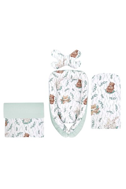 MimiNu Set 4 in 1 Cosulet bebelus, MimiNu, 75x55 cm, Bumbac, Cu perna fluture...