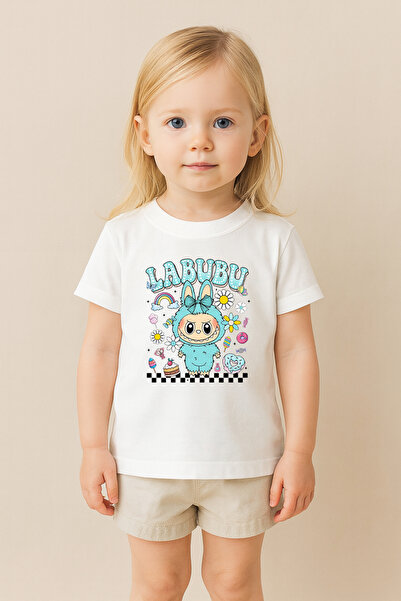 SVART WEAR تي شيرت مطبوع بنمط لابوبو للأطفال والكبار بتصميم مزدوج