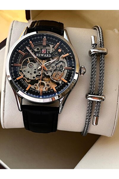 Reward İtalyan Bileklik Hediyeli Deri Kordon Otomatik Mekanizma 5 Atm Erkek K...