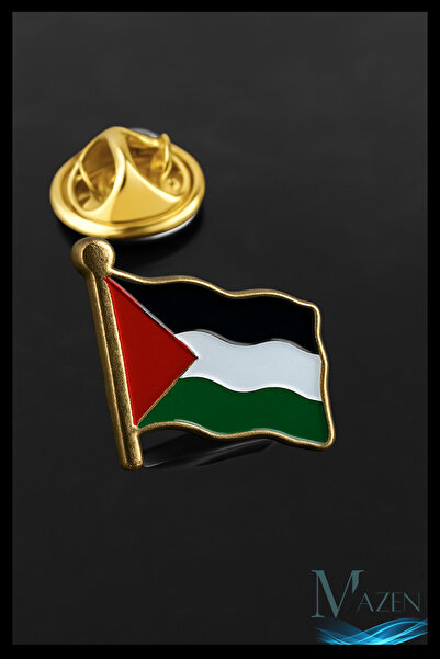 MAZEN Filistin Bayrağı Yaka Rozeti | Metal Kaliteli | Kararmaz | Unisex Takı Aksesuar | Rozet