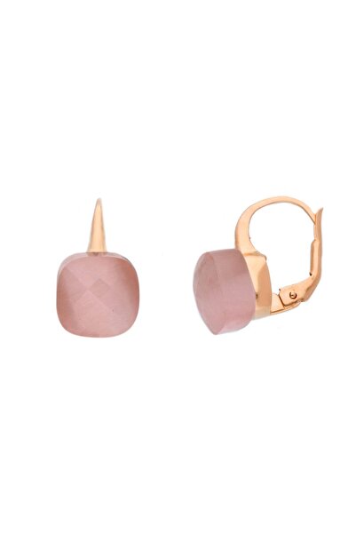 LYOR Nude pink cushion earrings made of 925 silver and rose gold plated