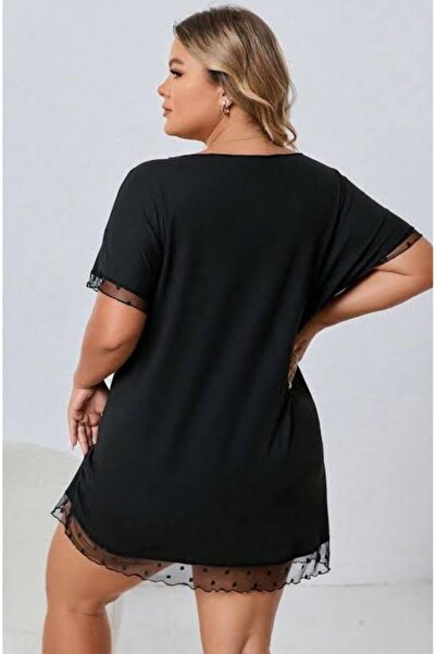 Corradeo Giyim Cămașă de noapte confortabilă și lată din dantelă