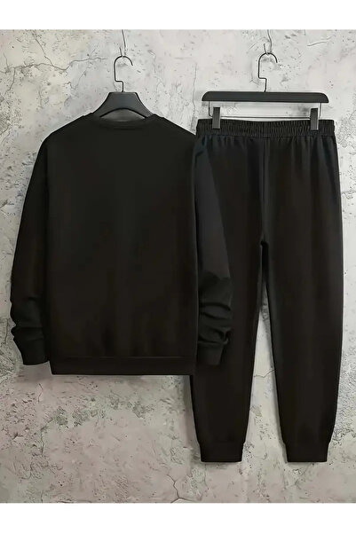 AEMİ Men's California Printed Crew Neck Sweatshirt and Jogger Sweatpants - Top and Bottom Set