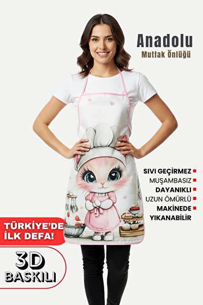 sevilya Anatolian 3D Kitchen Apron 3D Printed Kitchen Apron Liquid Waterproof Kitchen Apron