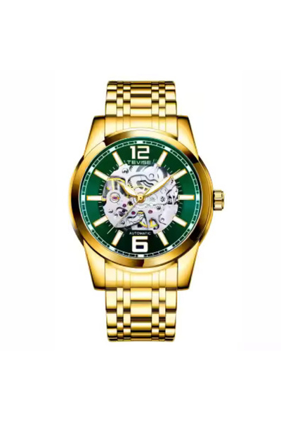 Tevise Ceas de mână bărbătesc elegant, casual, la modă, mecanic, automat, business, auriu