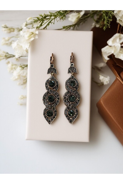 FAYRA ACCESSORIES Crystal Stone Diamond Mount Spiral Earrings