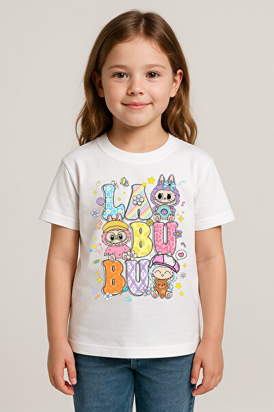 SVART WEAR تي شيرت مطبوع بنمط لابوبو للأطفال والكبار بتصميم مزدوج