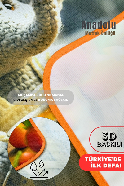 sevilya Anadolu 3 Boyutlu Mutfak Önlüğü 3D Baskılı Mutfak Önlüğü Sıvı Su Geçirmez Mutfak Önlüğü
