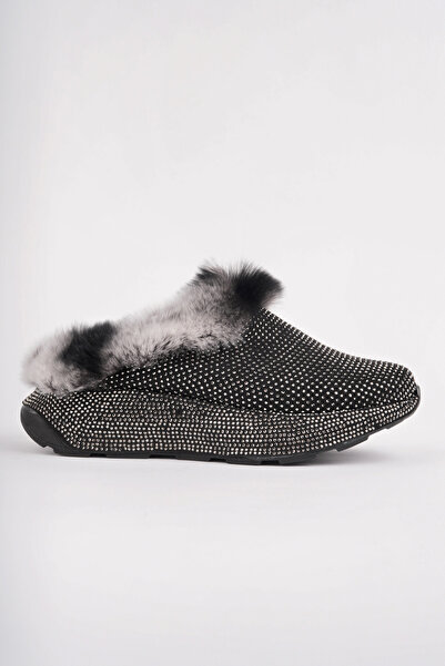 Madam Tarz Ljn-092 Feather Detailed Stone Slippers