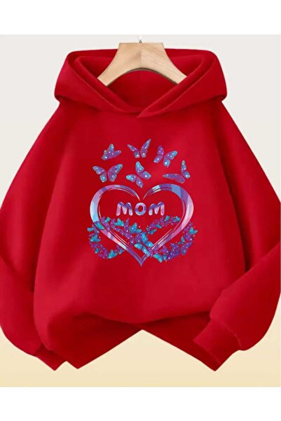 ORVIO Group Women's Mom Printed Butterfly Heart Printed Hoodie