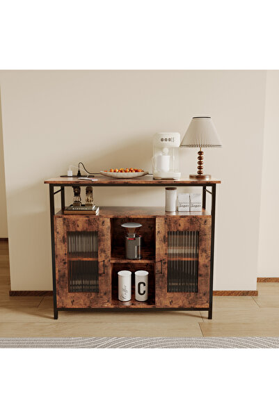 VariFurnx 100*35*80cm Coffee Corner Cabinet with Power Outlet Console Table Sideboard Table Entryway Rack