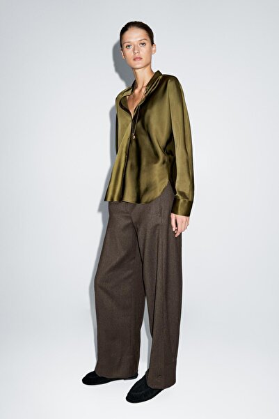 Massimo Dutti %100 yün barrel fit pantolon