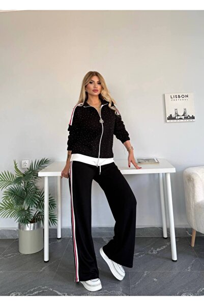 Bella Belluci طقم علوي وسفلي من قماش مودال مرصع بالأحجار