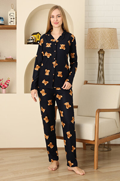 MODANINO Жіночий піжамний комплект 100% бавовна, з коміром-стійкою та застібкою на ґудзиках 12309