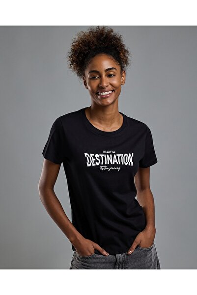 R&B Typography Print T-Shirt with Crew Neck and Short Sleeves