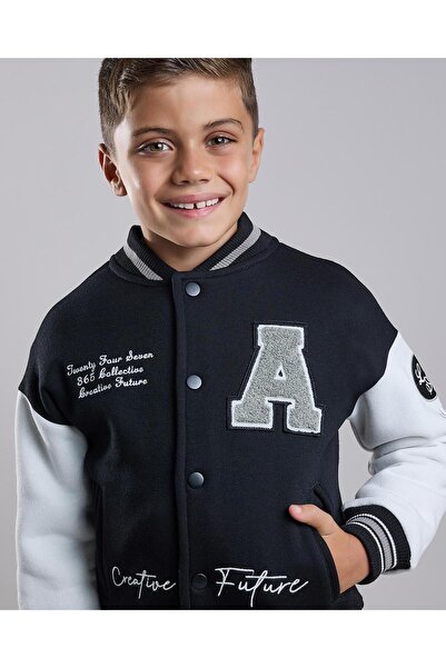 R&B Appliqued Hooded Jacket with Zipper Closure