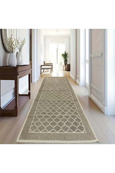 OEM Covor țesut din bumbac, dimensiune 80 x 300 cm, Cappuccino, cod CB228