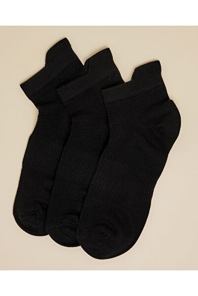R&B جوارب كاحل سادة للنساء باللون الأسود، عبوة من 3 قطع