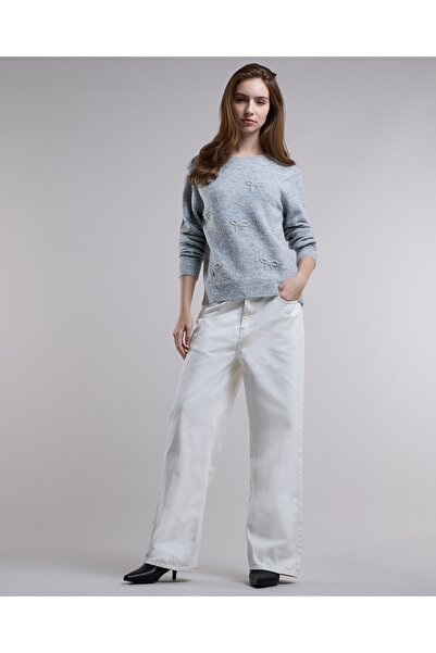 R&B Embellished Sweater with Crew Neck and Long Sleeves