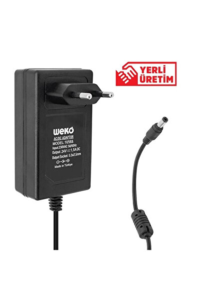 Powermaster Weko 24 Volt 1.5 Amper 36 Watt Plastik Kasa Priz Tipi Adaptör (5.5x2.5 Uçlu)
