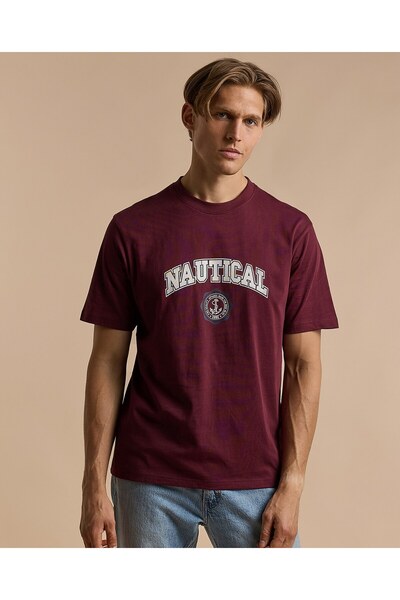 R&B تي شيرت بطبعة خطية مع رقبة دائرية وأكمام قصيرة